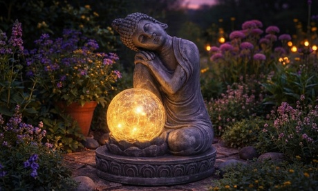 Groupon Unisex Light Grey 20Cm Solar Powered Buddha Garden Light:two