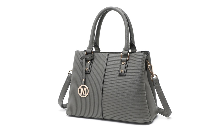 Image 13: Women's Color-block Fashion Tote and Top Handle Handbags