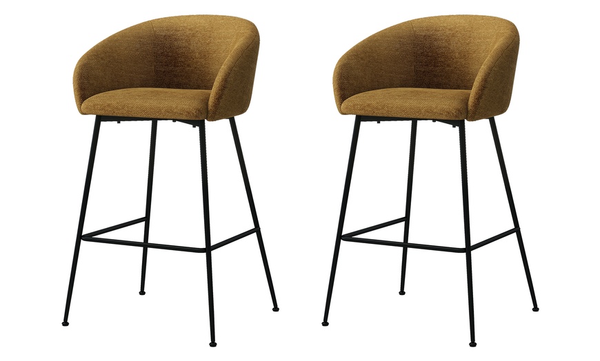 Image 6: Lot de 2 fauteuils de bar CHLEA en tissu et métal 