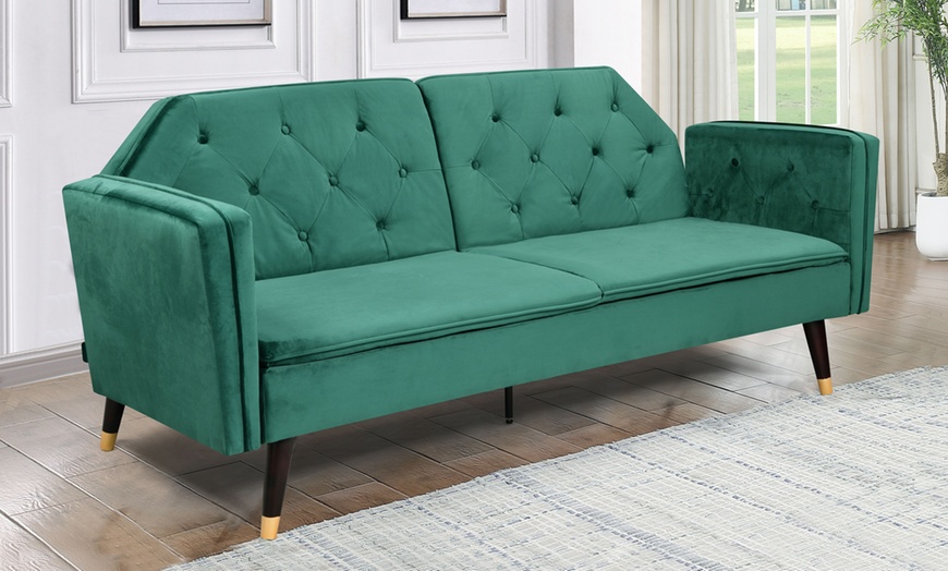 Image 11: Malmo Plush Velvet Sofa Bed