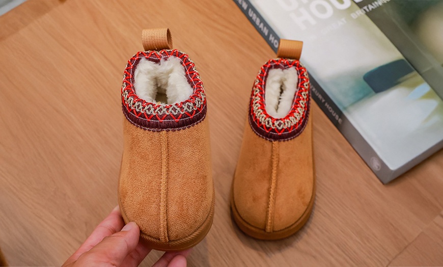 Image 1: Kid's Warm Fleece Lined Platform Boots