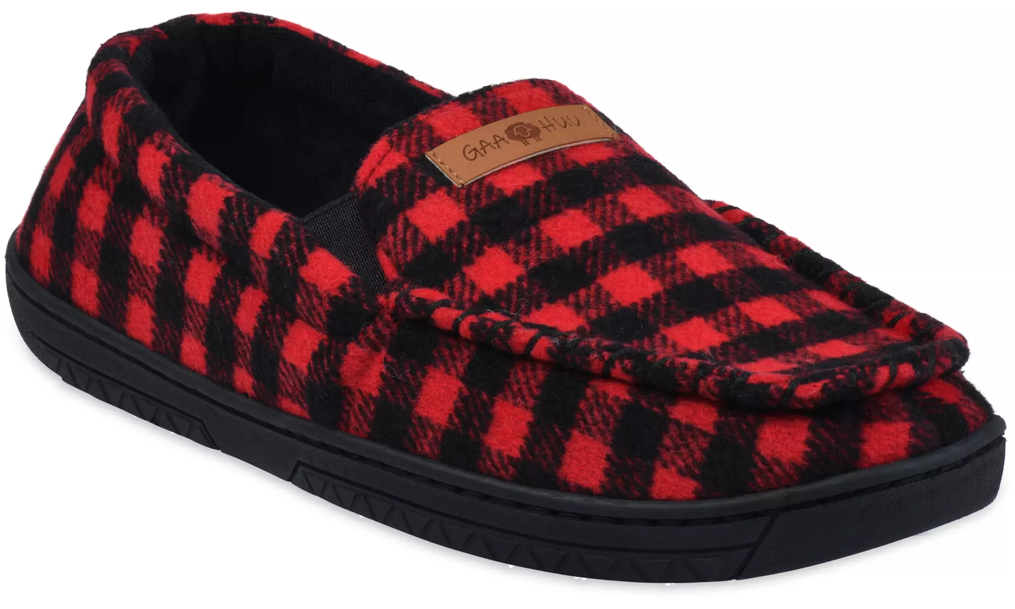 Gaahuu Men's Faux Wool Moccasin Slipper with Velour Lining