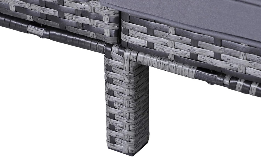 Image 4: Outsunny Double Rattan-Effect Sun Lounger