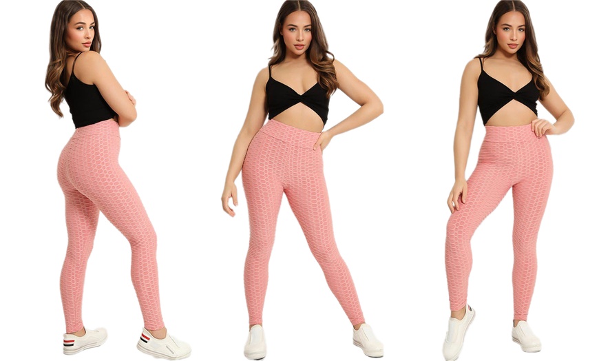 Image 9: Womens' High Waist Honeycomb Textured Leggings