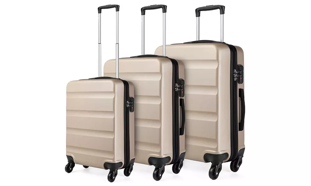 KONO Horizontal Design Hard Shell Suitcase Set with Combination Lock