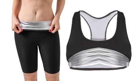 Completo pantalone e top effetto sauna da donna, disponibile in 3 taglie