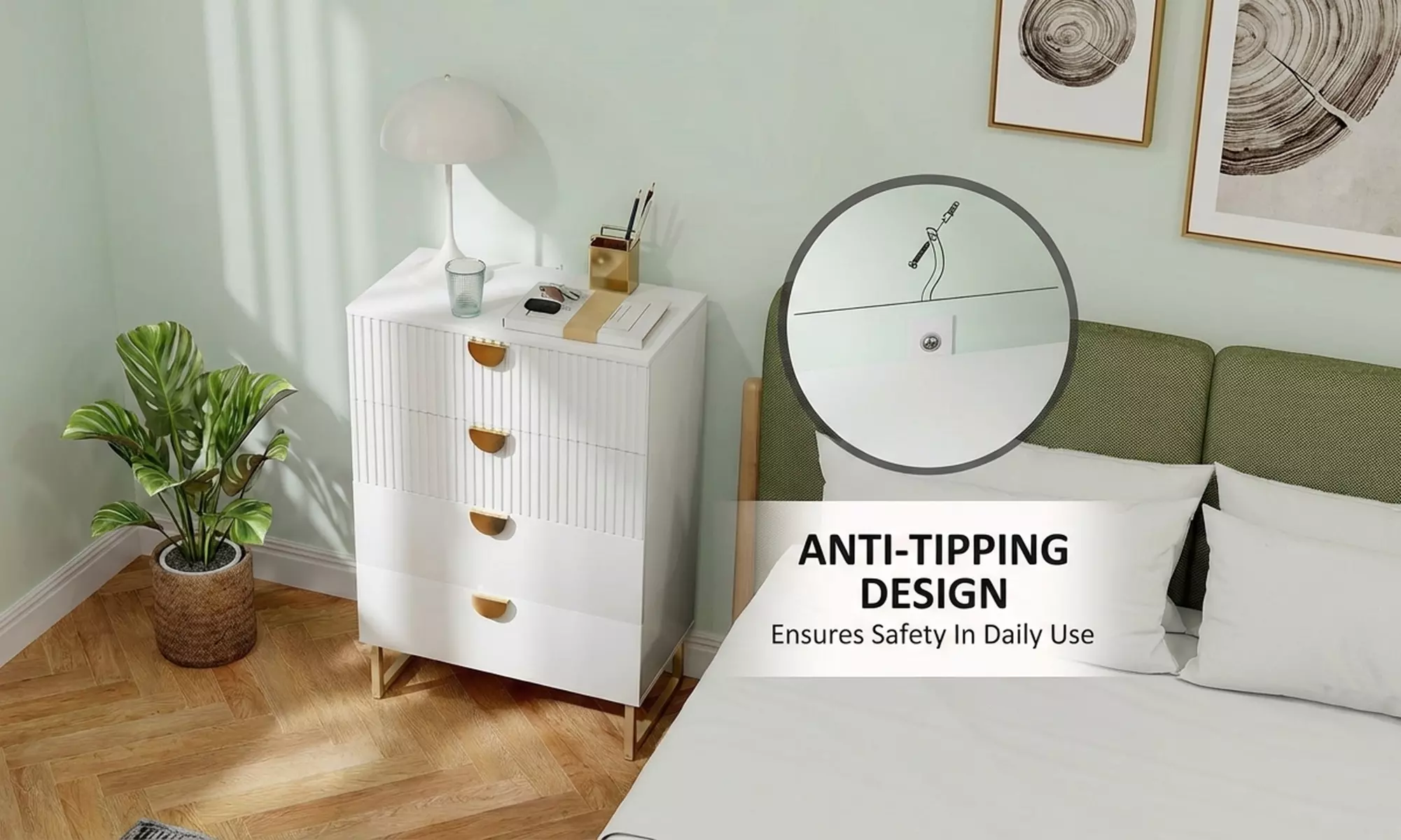 HOMCOM 4-Drawer Chest Collection – Modern Storage with Gold Accents