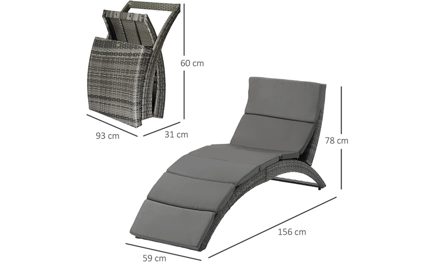 Image 6: Outsunny Rattan Effect Sun Lounger 
