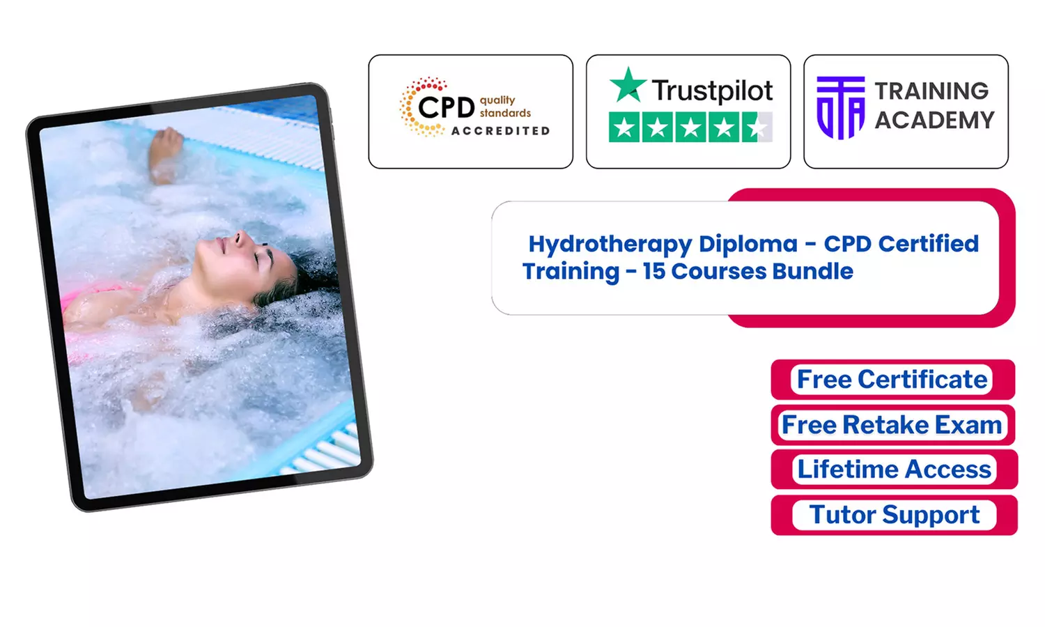 Unlock Hydrotherapy Diploma or 2000 Courses Lifetime Access Online  (Up to 62% Off) at Online Training Academy - Primary Image