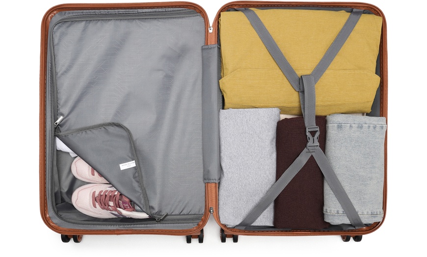 Image 9: KONO 20+24+28 Inch Grayish Blue ABS Hard Shell Suitcase with TSA Lock