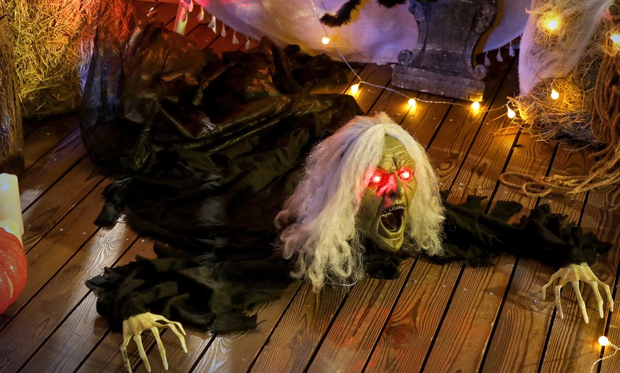 Image 6: Outsunny Voice Activated Halloween Animatronics Witch