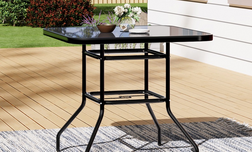 Image 28: Tempered Glass Table with Two Chairs