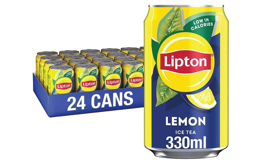 Image 1: 24 Pack Lipton Ice Tea Lemon 330ml Cans Plus Free Shipping