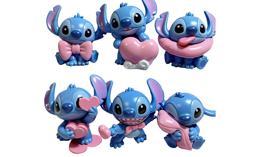Image 2: Six pieces of Stitch-Inspired Cartoon Figurines Set