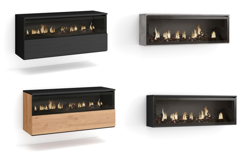 Image 2: Elektrischer LED-Kamin COZY mit 3D-Feuereffekt, opt. mit Hängeboard