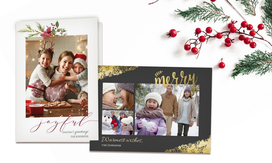 Image 1: 25 Personalised Christmas Cards with Envelopes from Printerpix