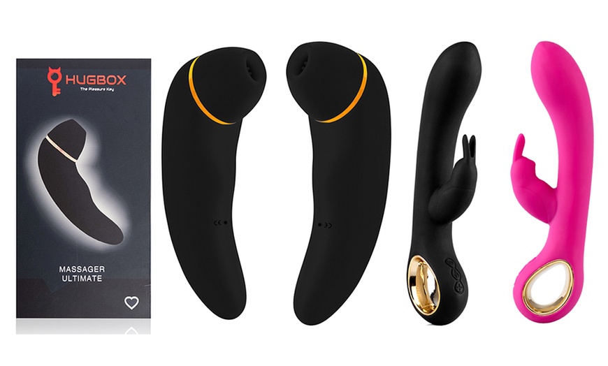 Image 1: Coffret stimulateur clitoridien et vibromasseur Rabbit de Hugbox