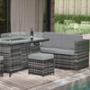 Image 1: Eight Seater Garden Rattan Fire Pit Table Set