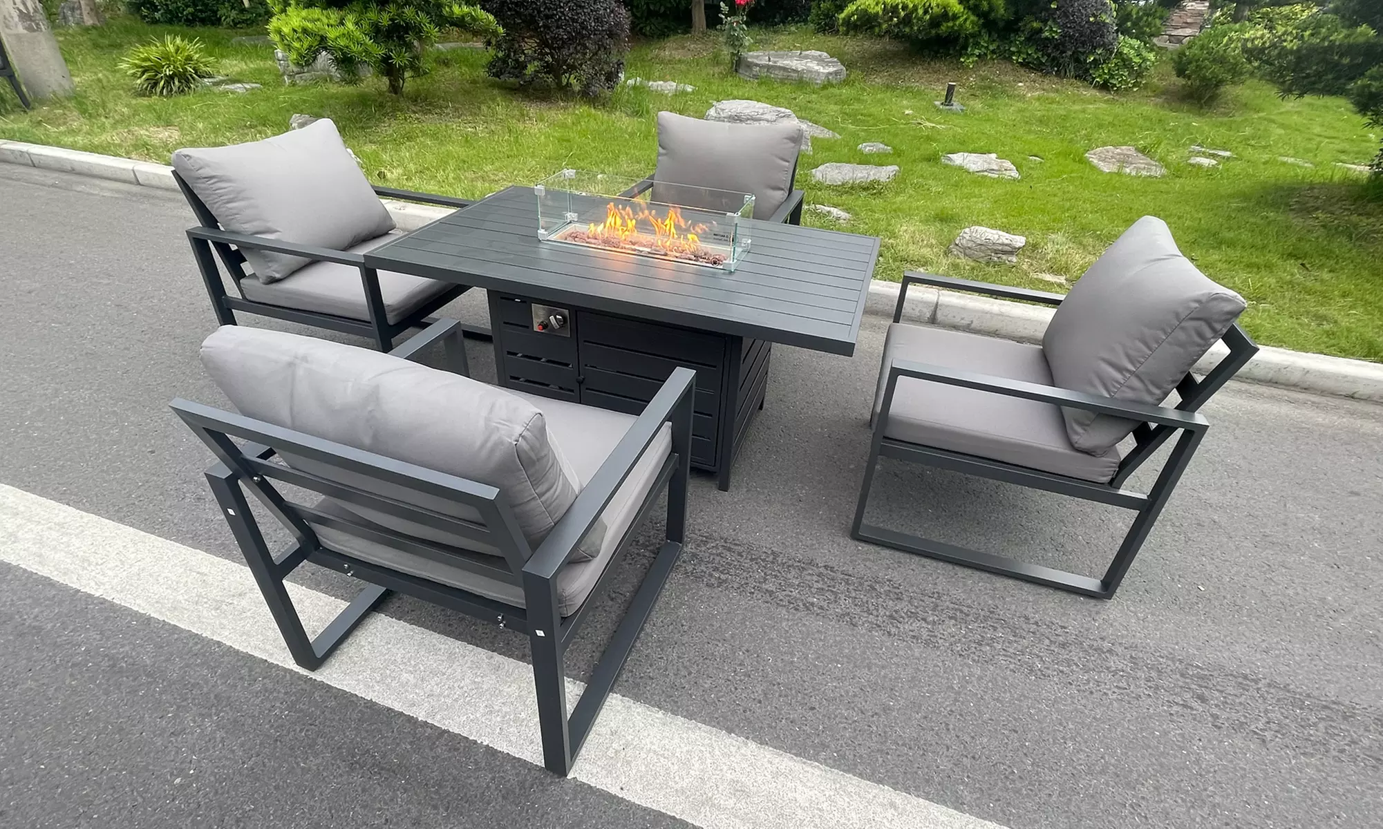 Aluminum Firepit Dining Set - Primary Image