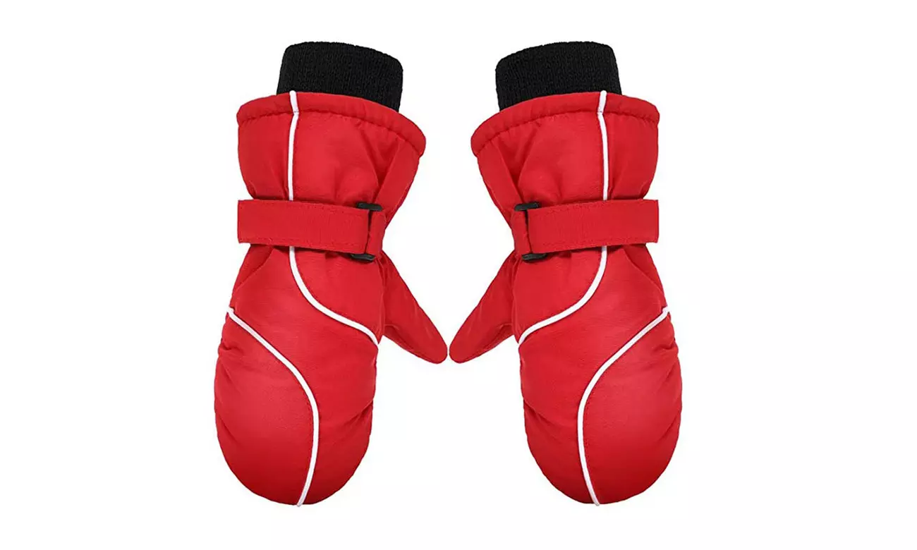 Kids Winter Warm Ski Mitten Waterproof Snow Gloves for 4-9 Years