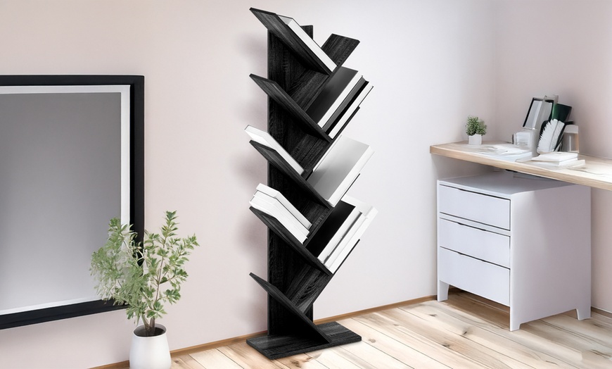 Image 6: Bibliothèque arborescente en bois avec 9 tablettes