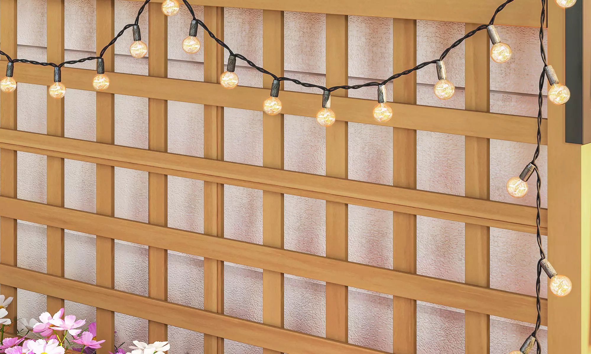 Outsunny Wooden Garden Planter with Trellis and Hanging Roof