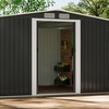Image 13: Outdoor Black Garden Metal Storage Shed with Log Storage