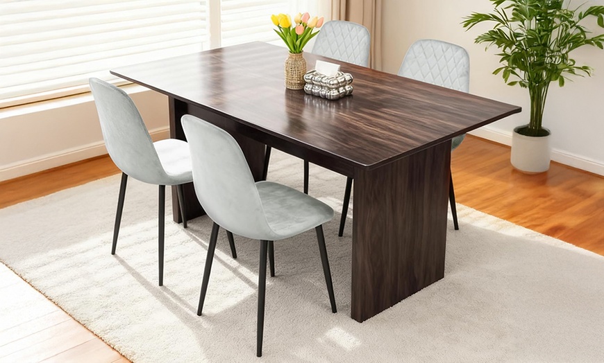 Image 2: Alivio Four-Piece Velvet Dining Chairs, Upholstered Curved Backrest