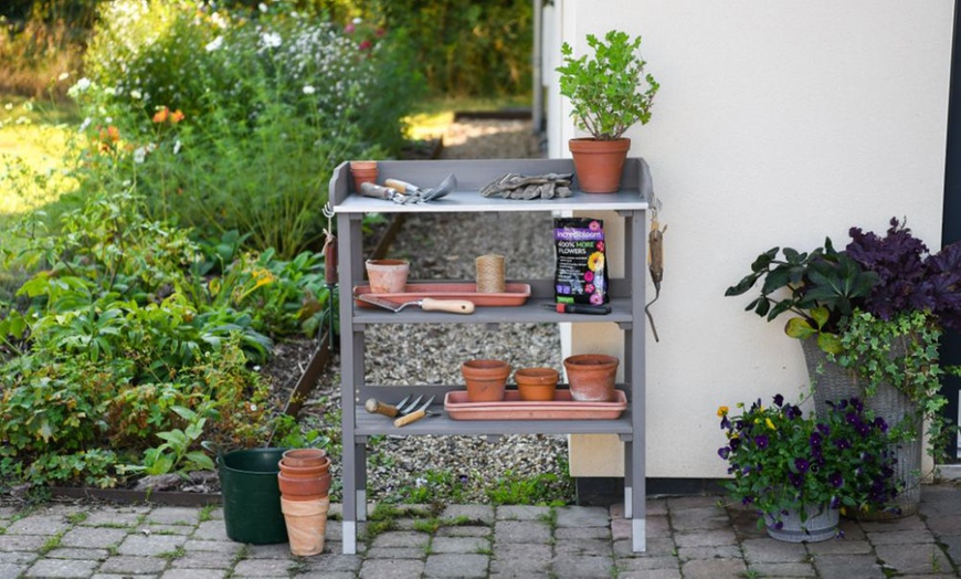 Image 7: Garden Grow Wooden Potting Bench or Storage Cabinet
