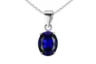 Sterling Silver 4.00 CTTW Sapphire Oval Cut Pendant Necklace - Second Medium