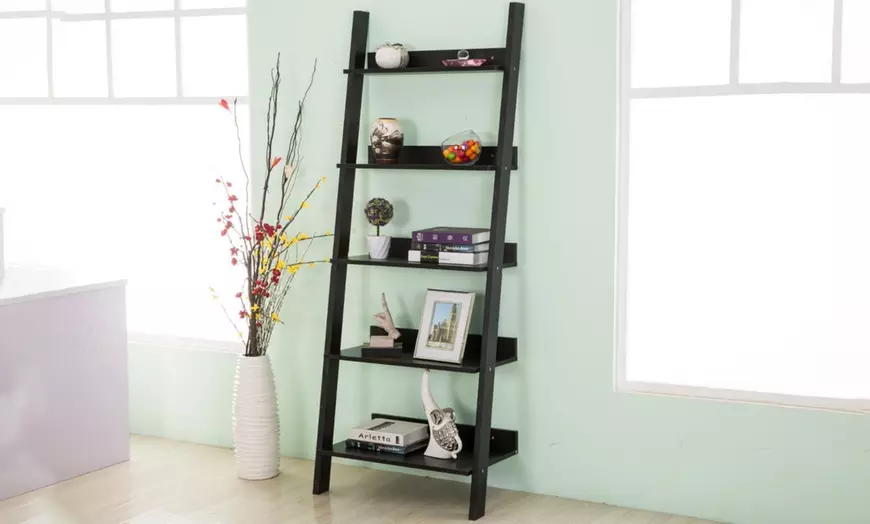 Image 5: Five-Tier Ladder Bookcase Shelf
