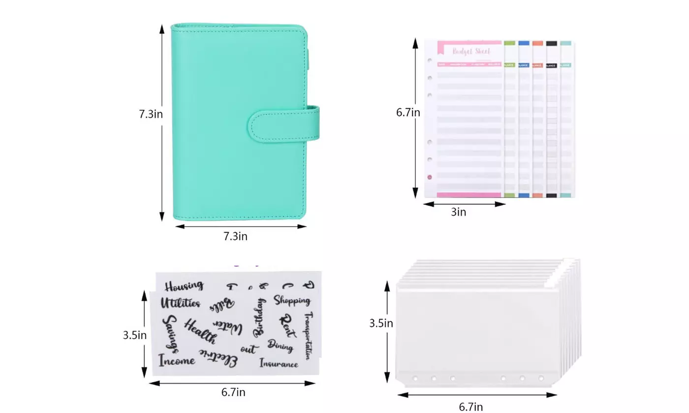 PU Leather Notebook A6 Ring Binder Budget Planner Organizer Cover