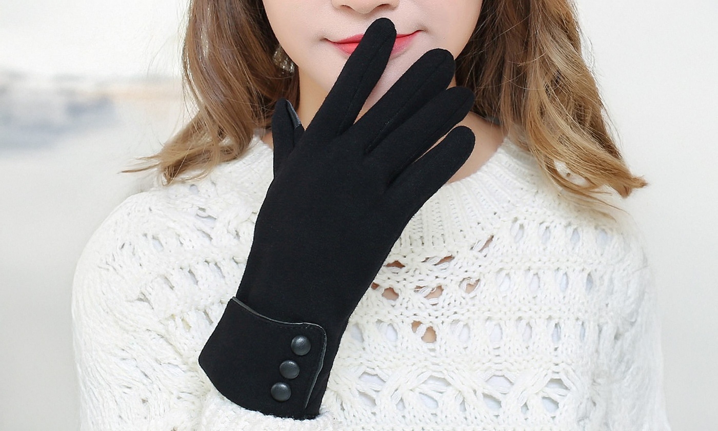 Womens Winter Warm Soft Cashmere Touch Screen Fleece Windproof Driving Gloves