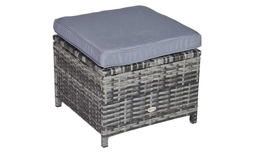 Image 13: 10 Seater Outsunny Rattan-Effect Patio Dining Set with Glass-Top Table