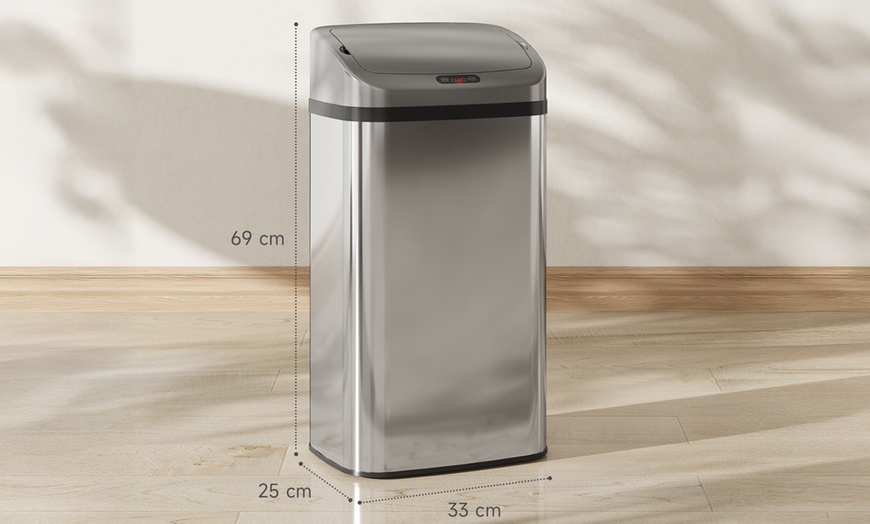 Image 6: HomCom 48L Stainless Steel Sensor Kitchen Bin with Automatic Close
