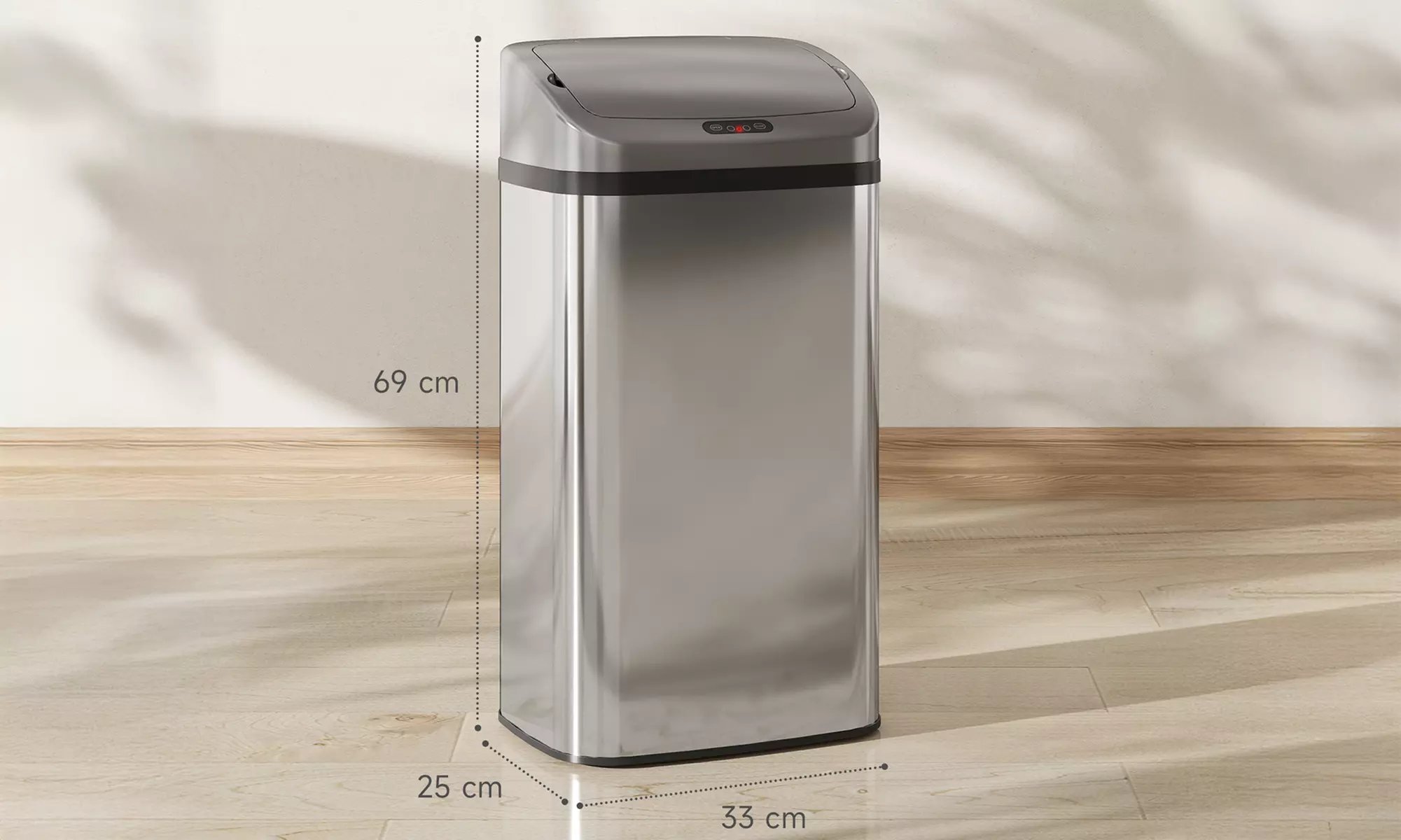 HomCom 48L Stainless Steel Sensor Kitchen Bin with Automatic Close