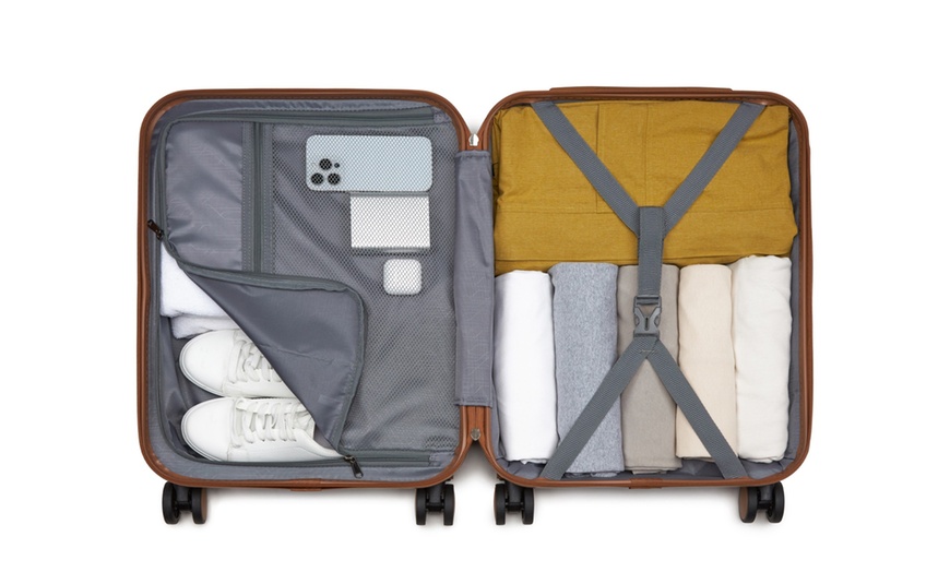 Image 16: KONO Stylish Stripe Design Suitcase with Spinner Wheels