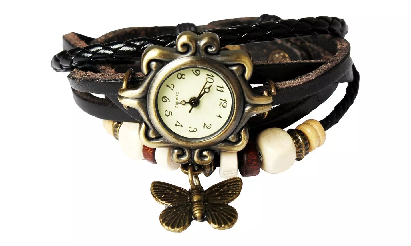 Women's Vintage Bohemian Vegan Leather Watch  (Charm And Color Choices)