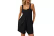 Women Casual Sleeveless Wide Leg One Piece Jumpsuit Short Romper with Pocket - Second Medium