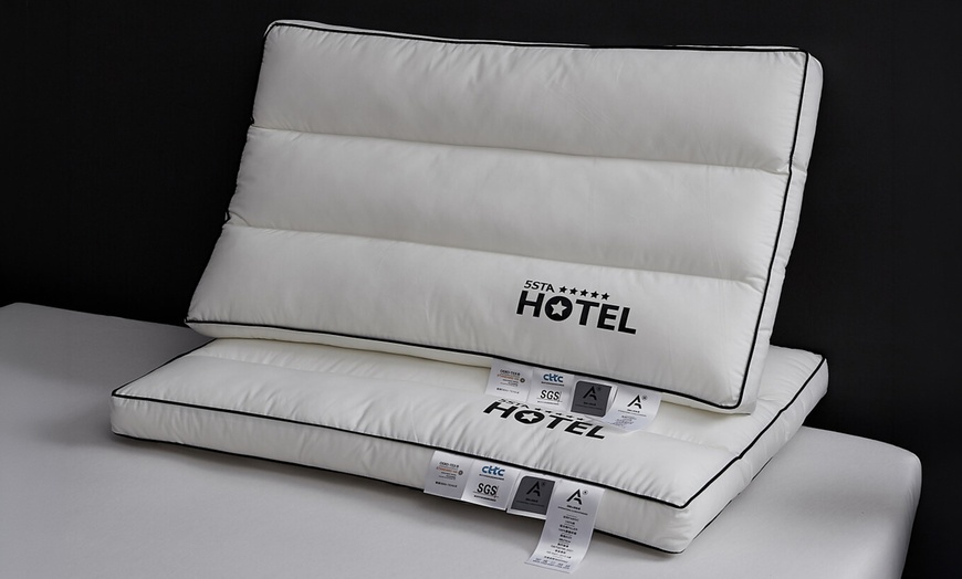 Image 15: 100% Cotton Five Star Hotel Pillow 2 Pack Set