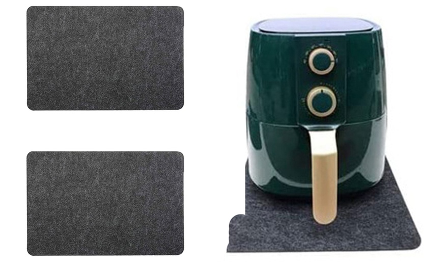 Image 2: Two-Piece Heat-Resistant Countertop Protector Mats for Air Fryers