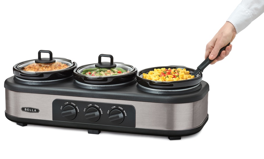 Image 2: Bella Triple Slow Cooker and Pots