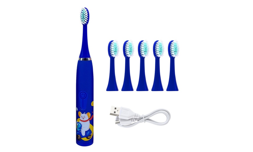 Image 3: Kids' Smart Electric Toothbrush with Eight Heads