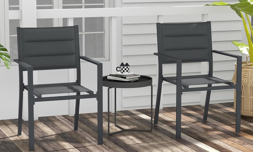 Image 5: Two Garden Dining Chairs in Black, Grey or Beige