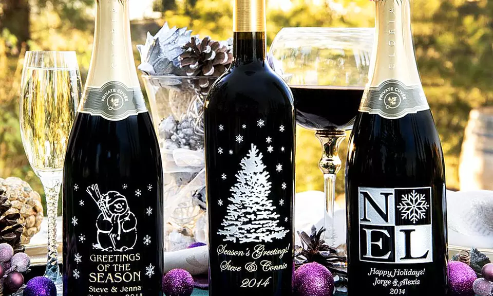 1 or 2 Custom-Etched Bottles of Wine with Optional Gift Box from Miramonte Winery - Primary Image