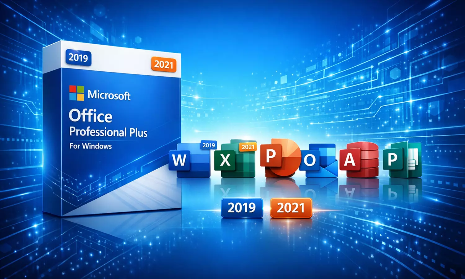 Microsoft Office 2019 or 2021 Lifetime License: Professional Plus (Windows) or Home & Business (Mac)