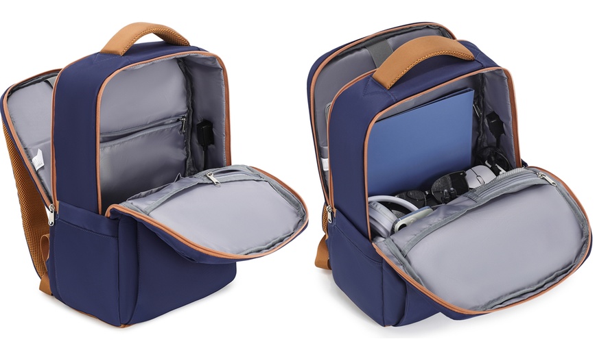 Image 22: KONO Laptop-Rucksack mit USB-Ladefunktion