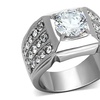 Image 1: Unisex 2.94 Ct Round Cut Cubic Zirconia Silver Stainless Steel Ring