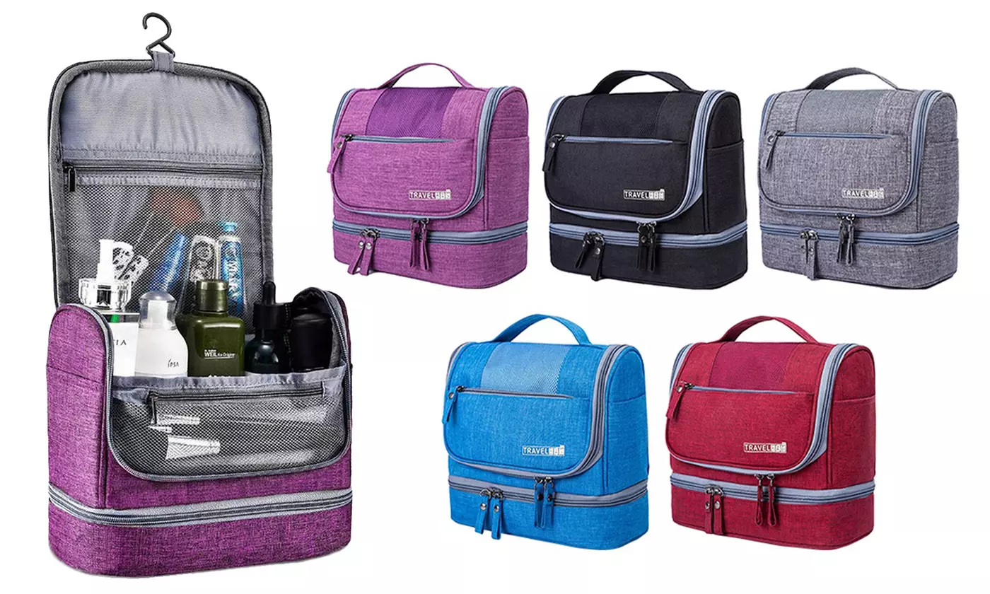 Large Hanging Toiletry Bag Travel Makeup Bag Organizer Dry Wet Separation