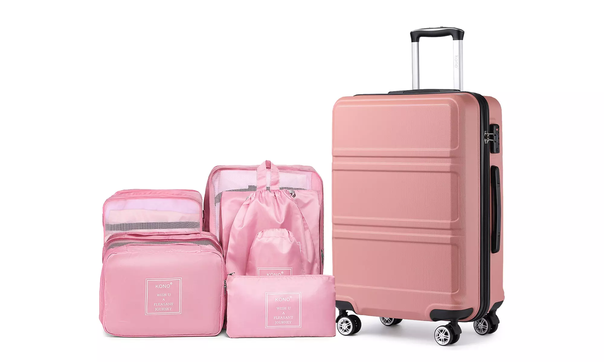 Valise rigide avec coque en ABS et 8 sacs de rangement